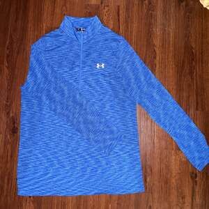 Under Armour Blue Heather 1/4 Zip Long Sleeve Athletic Pullover